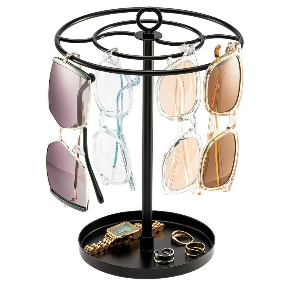Sunglasses Organizer Stand – Large Capacity Eyeglasses Holder with Metal Frame &